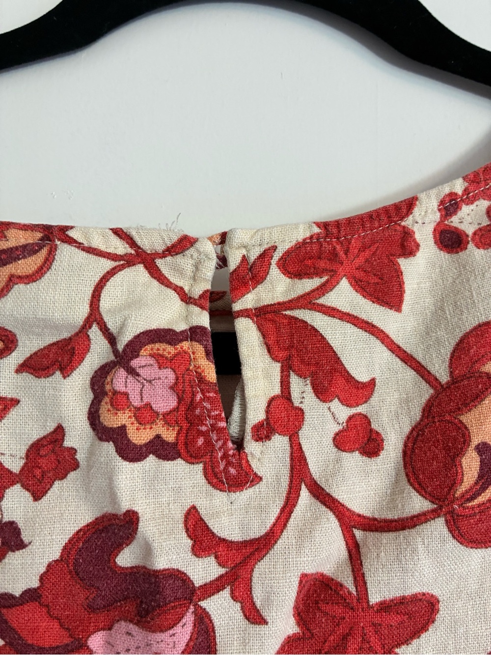 White Stag Strapless Linen Blend Red Floral Summer Dress - Picture 3 of 8